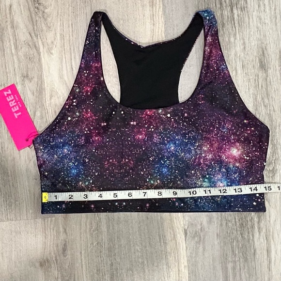 NWT Terez Hi Shine Sports Bra Midnight Light Show Athletic Racerback Size XL - Picture 2 of 4